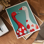 Heart & Spade Geese Poster – modern väggdekoration – köp poster online Bozetto