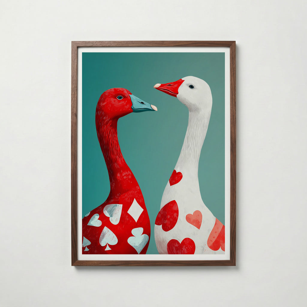 Heart & Spade Geese Poster affisch – stilren väggdekoration – Bozetto posters
