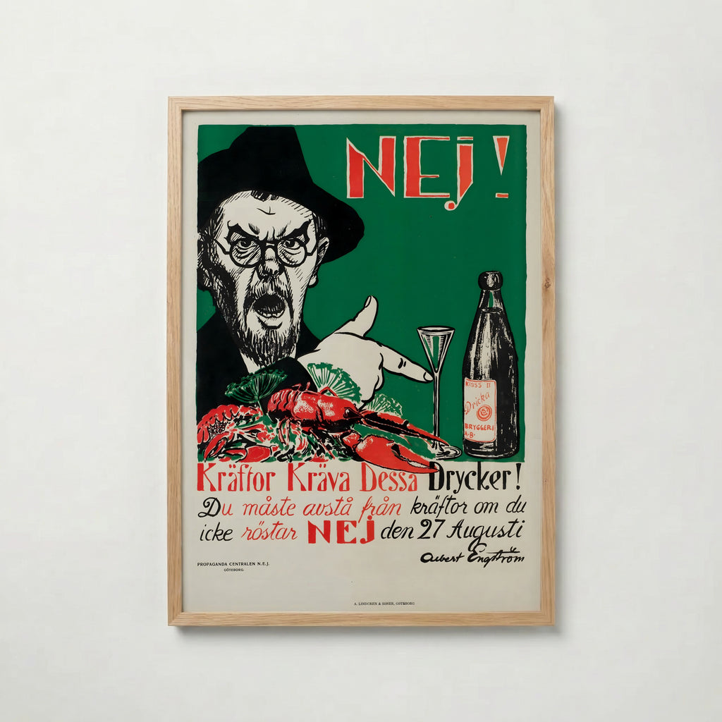 Albert Engström Kräftor Kräva Dessa Drycker Poster