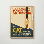 Bathroom Waiting Cat Poster