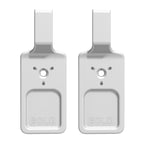 Set med två vita Bozetto Bold Spik Väggkrokar (2x2 kg), var och en med rektangulär bas, centralt cirkulärt hål, tre omgivande hål och "BOLD." präglat längst ner - perfekt för speglar eller tavlor.