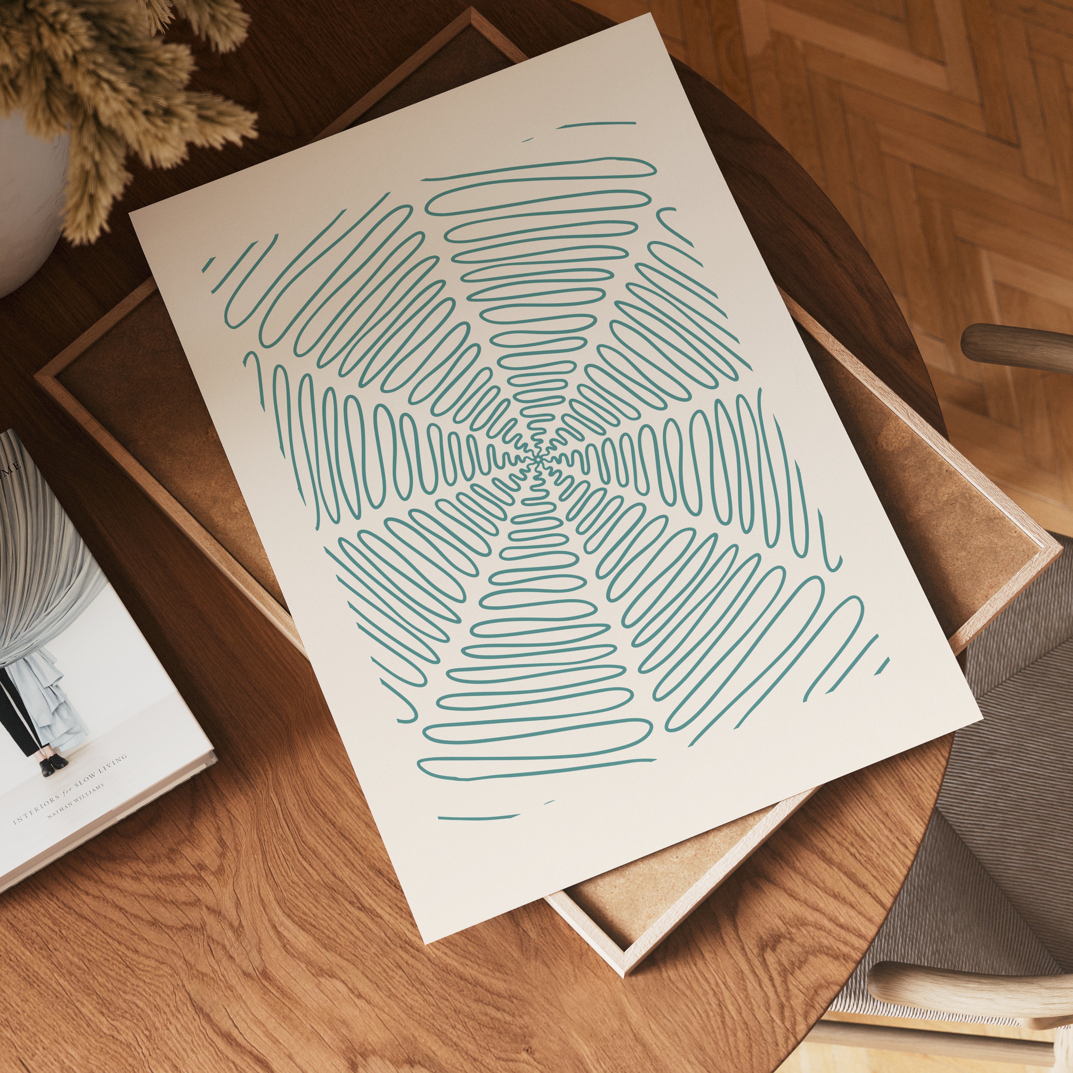 Teal Spiral Symmetry Poster