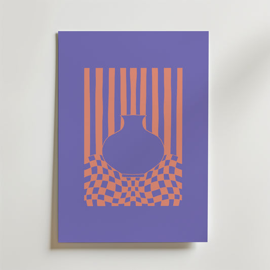 Striped Vase Illusion Poster
