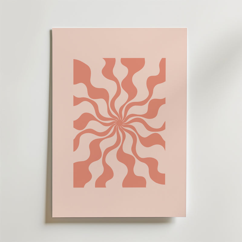 Retro Swirl Rose Poster