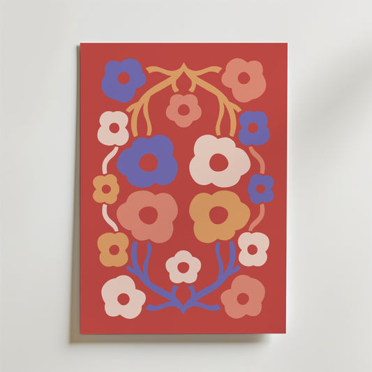 Red Garden Bloom Poster