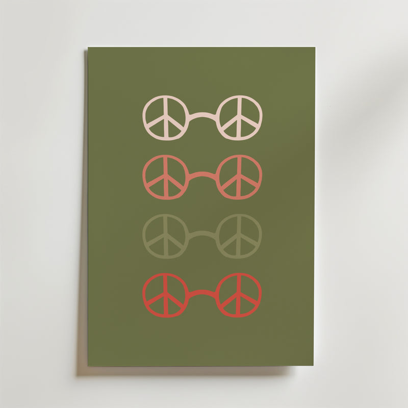 Peace Circles Olive Green Poster