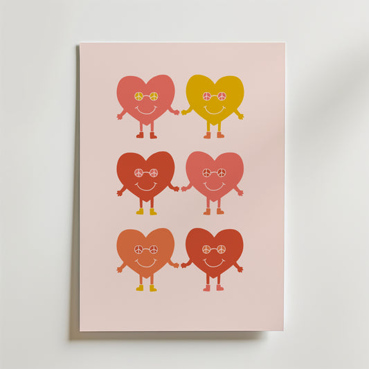 Colorful Heart Friends Poster