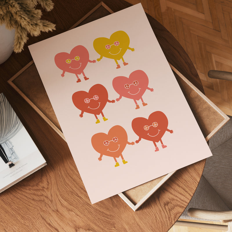 Colorful Heart Friends Poster