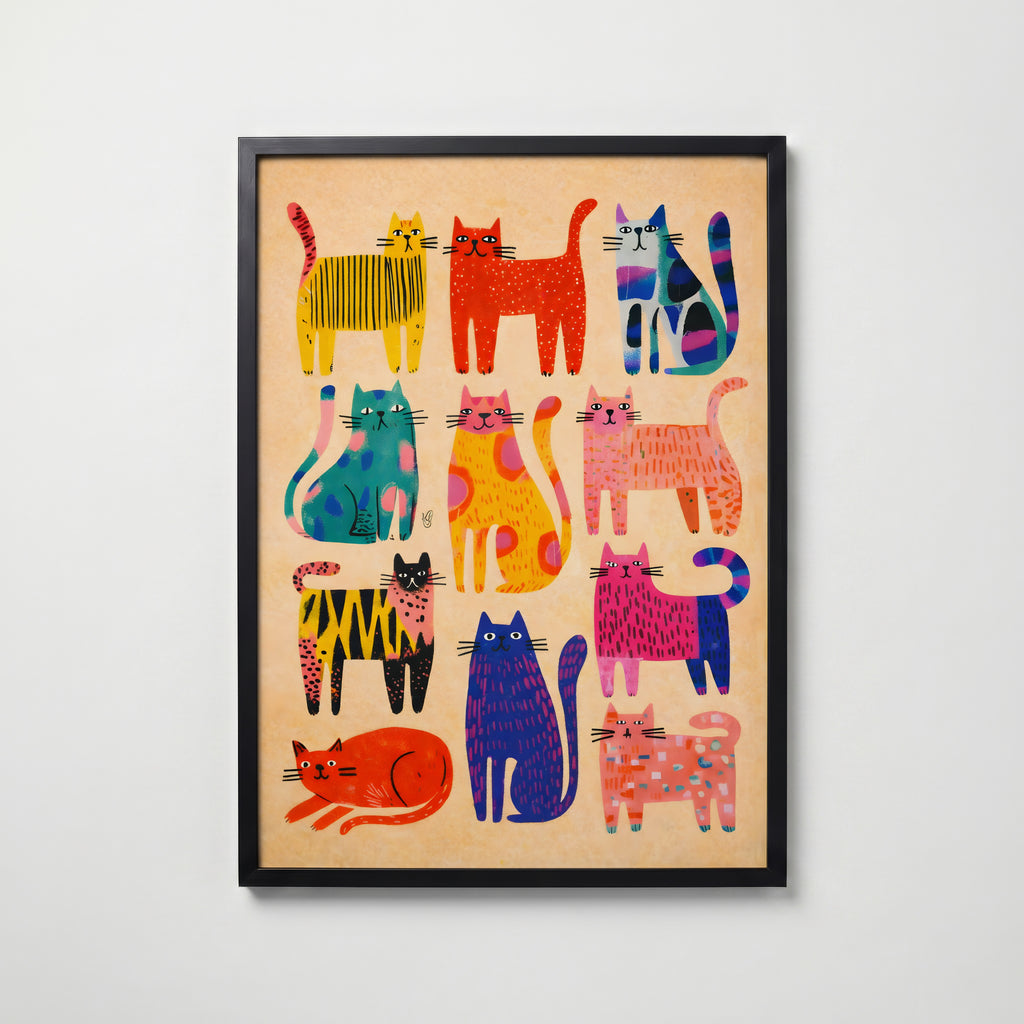Colorful Cat Parade Poster