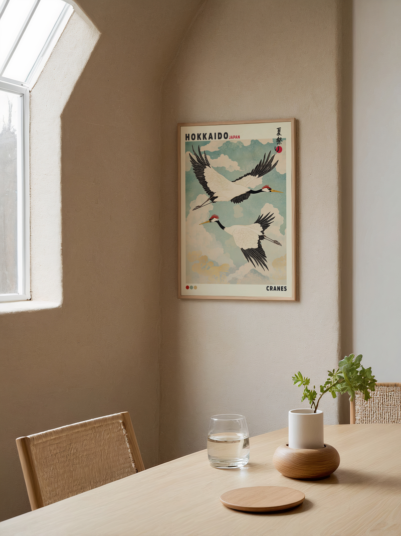 Hokkaido Cranes Poster
