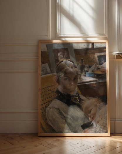 Carl Larsson Wife and their Daughter Poster