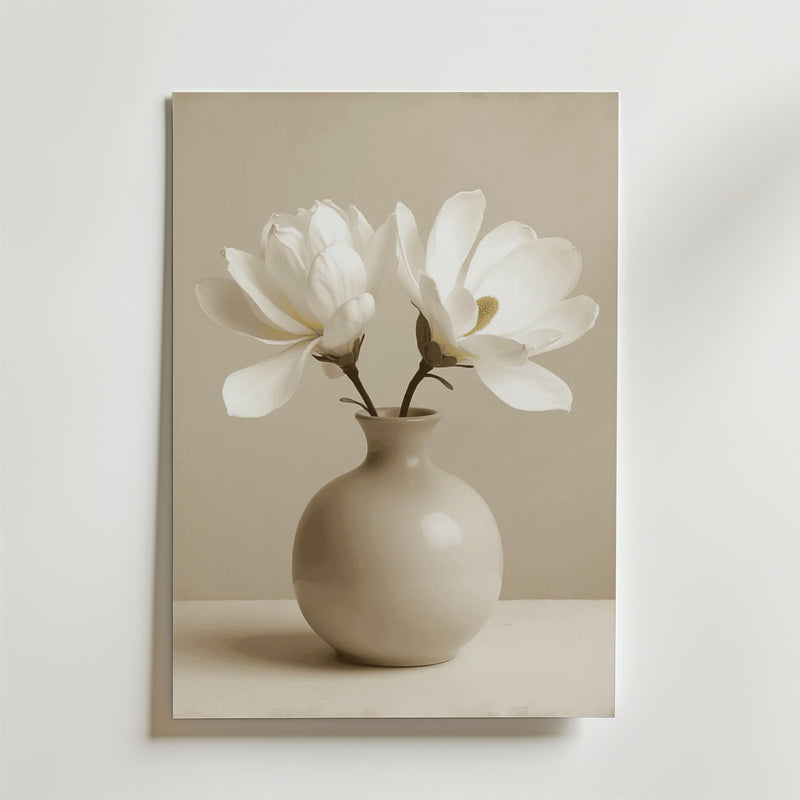 Elegant Ceramic Vase White Magnolia Poster
