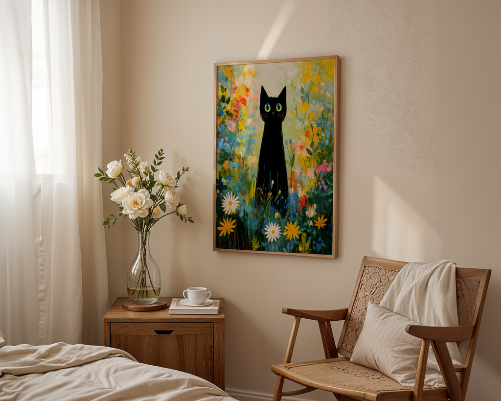 Midnight Garden Cat Poster