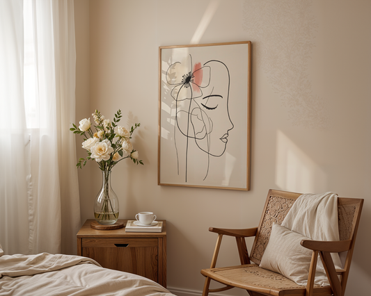 Floral Line Art Woman Poster