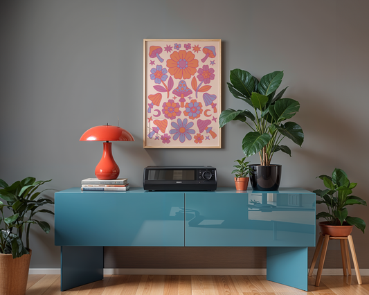 Pink Psychedelic Flowers Poster