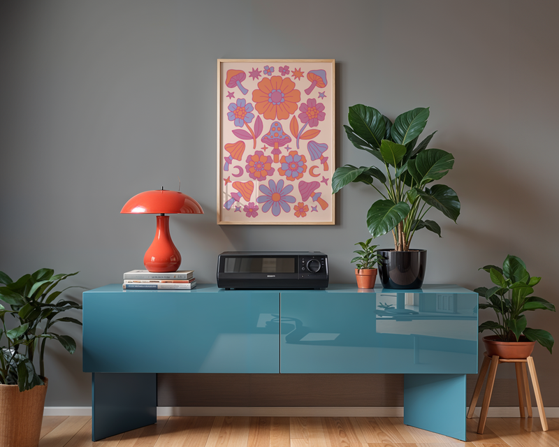 Pink Psychedelic Flowers Poster