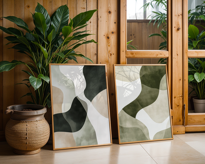 Abstract Green Shapes No.1 Poster
