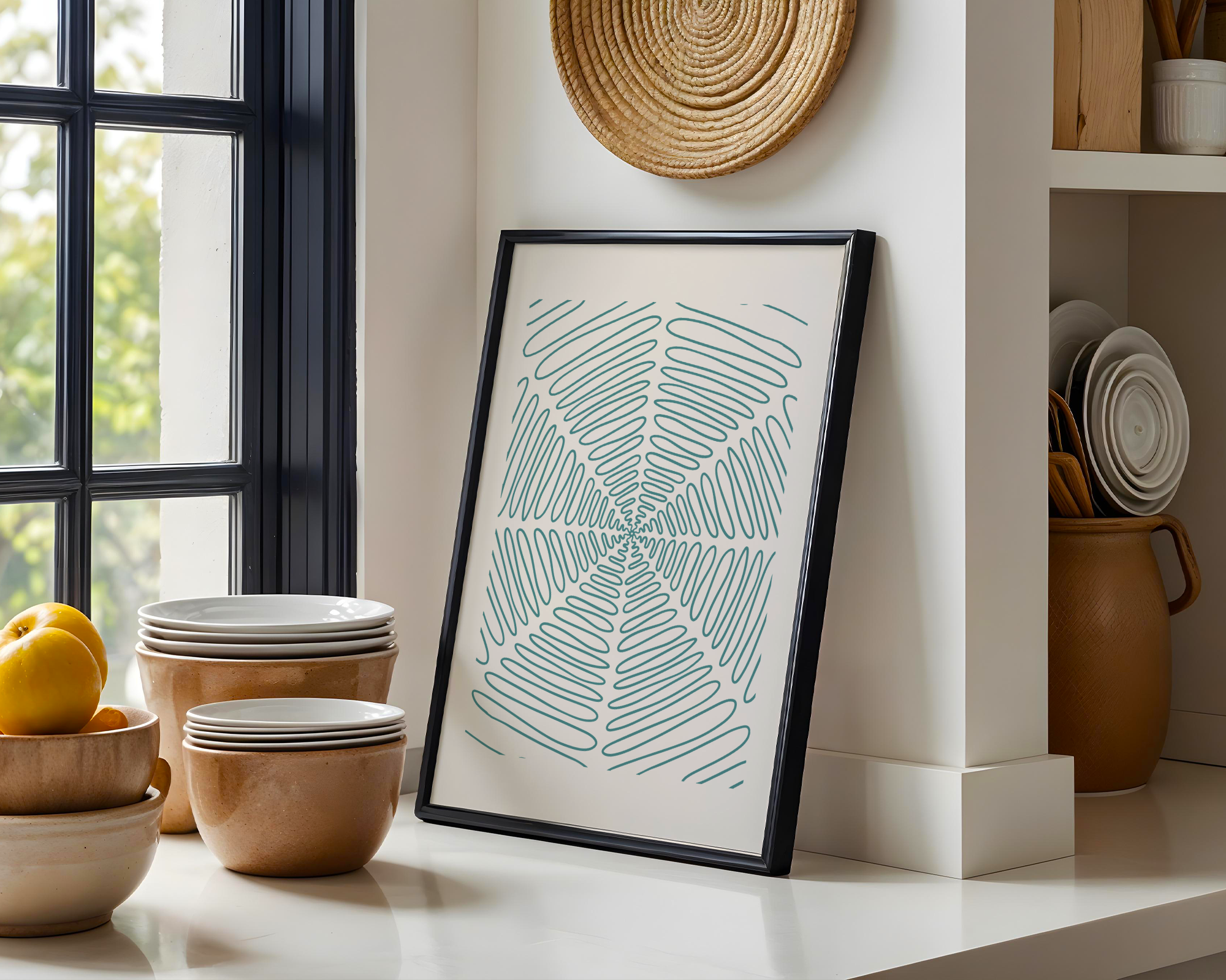 Teal Spiral Symmetry Poster