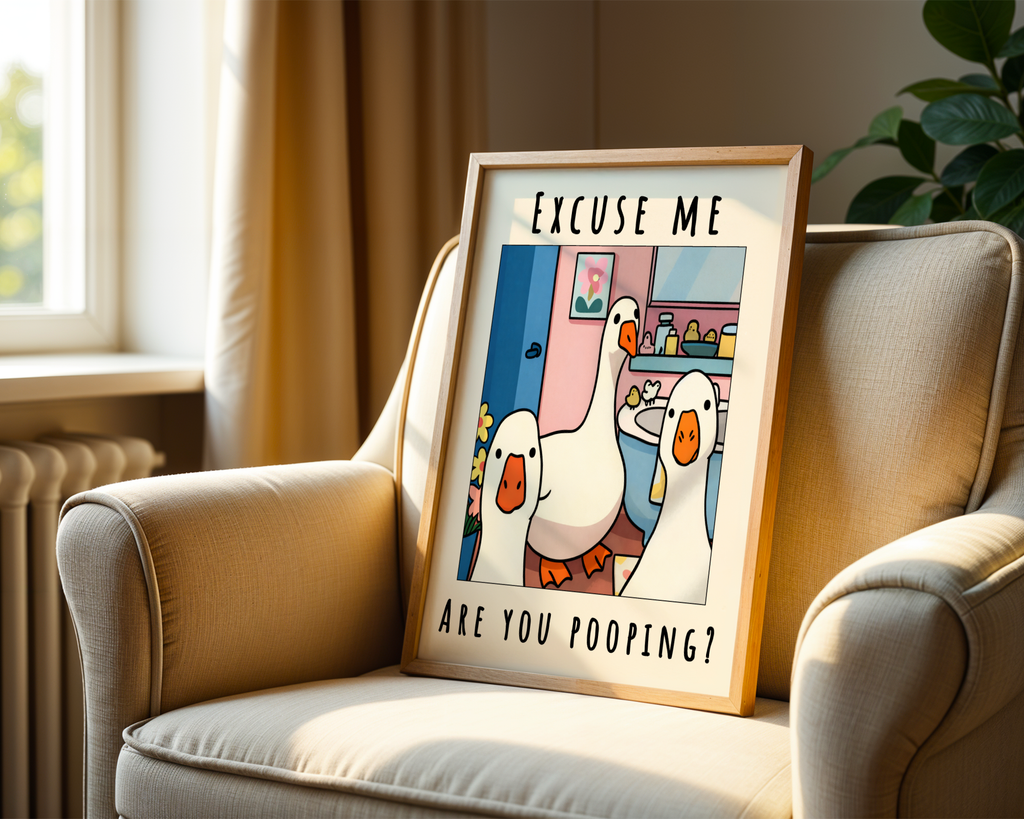 Excuse Me Bathroom Ducks Poster