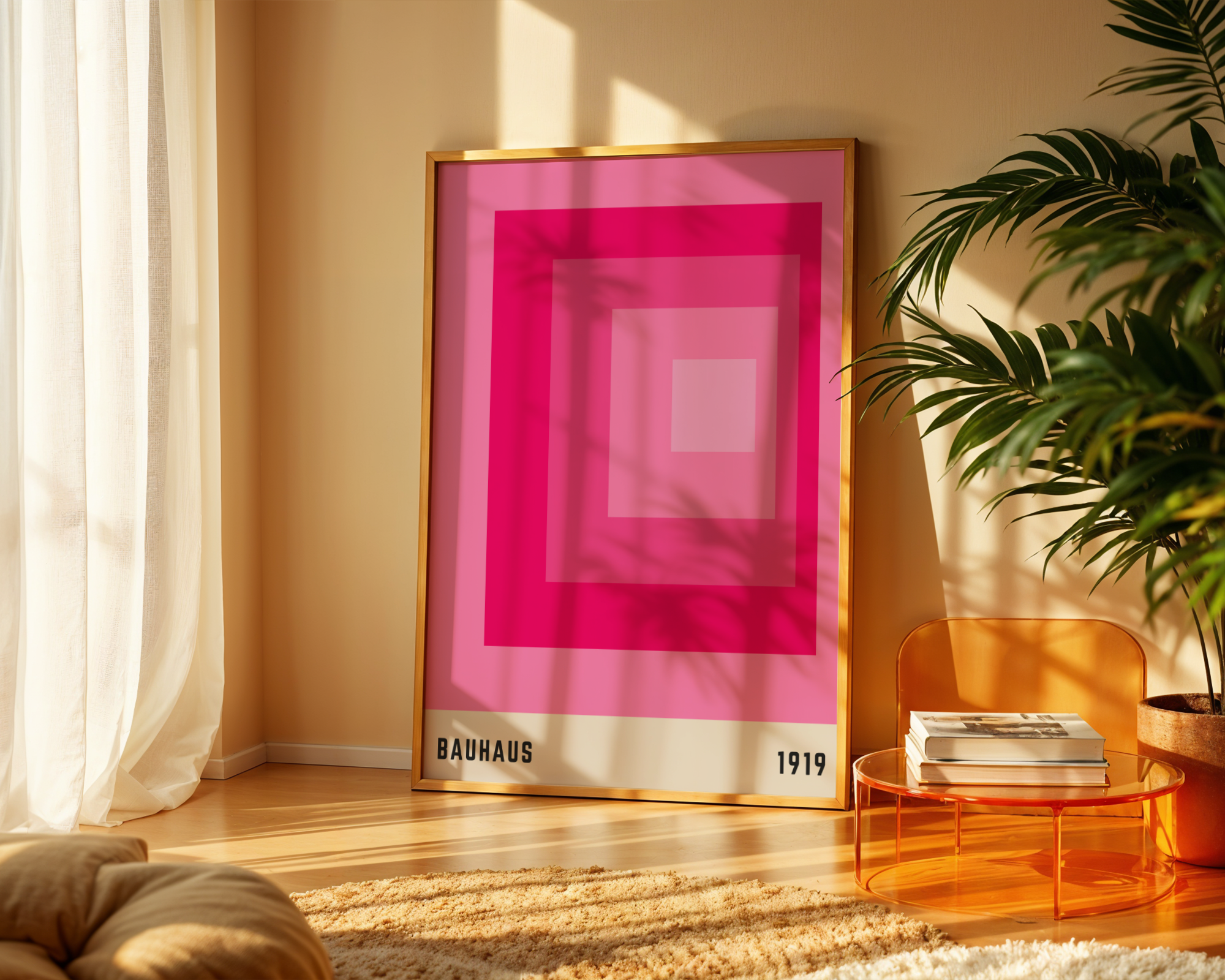 Bauhaus Pink Squares Poster