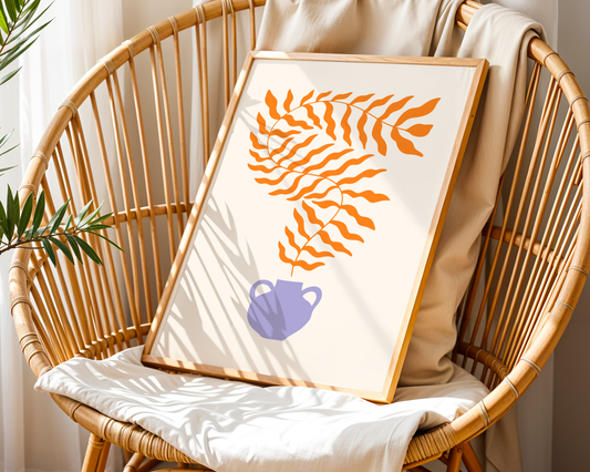 Orange Leaves in Purple Vase Poster