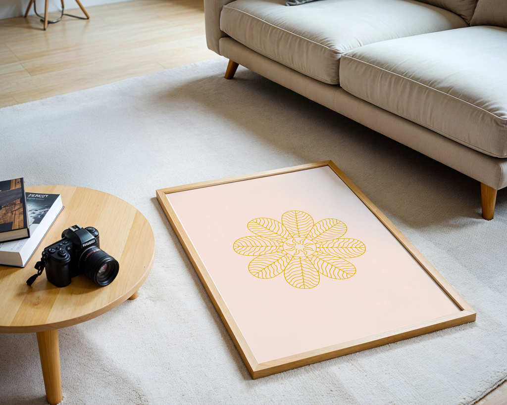 Golden Bloom on Blush Poster