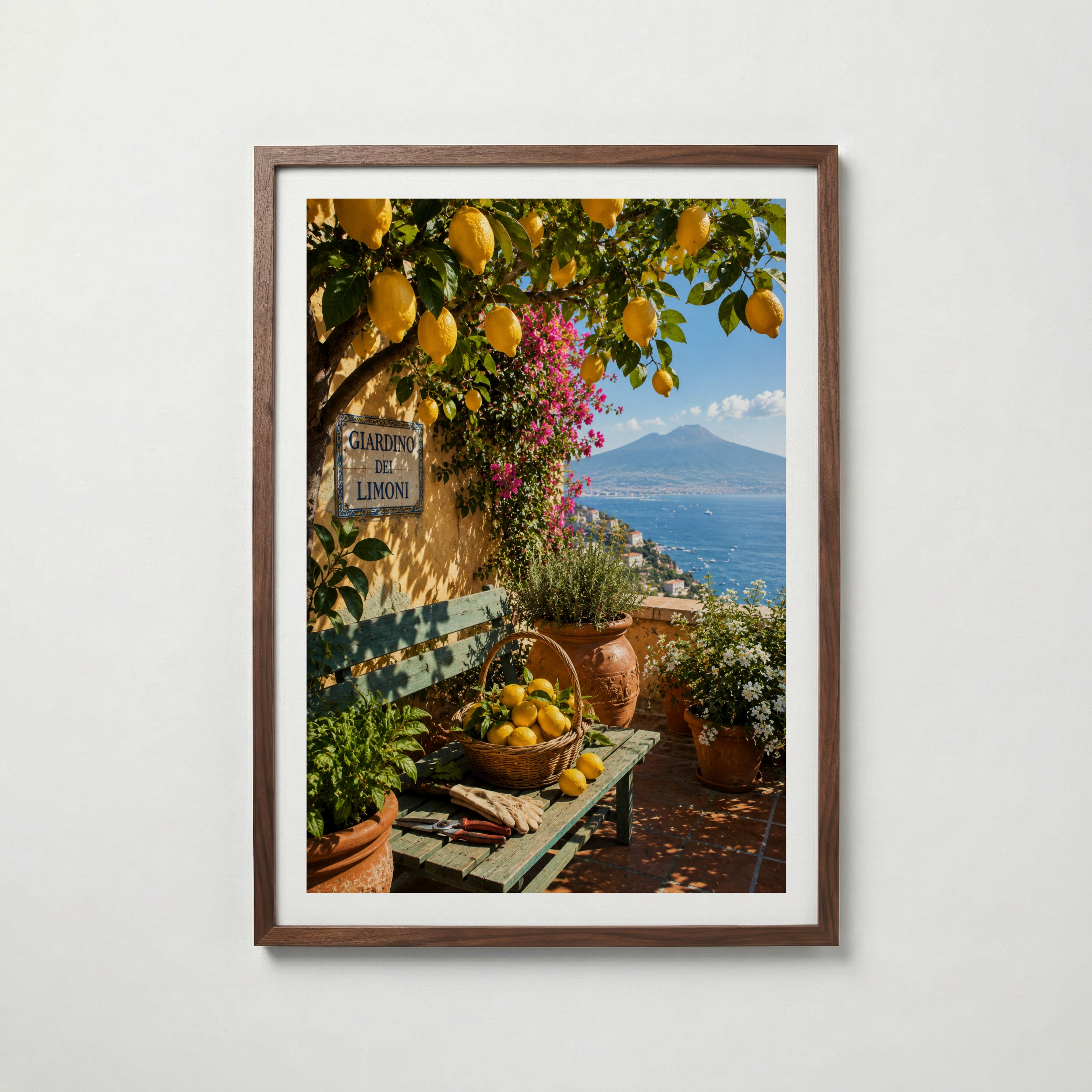 Marco Ricci Giardino dei Limoni Poster – solig citrusträdgård längs Sorrentokysten i södra Italien