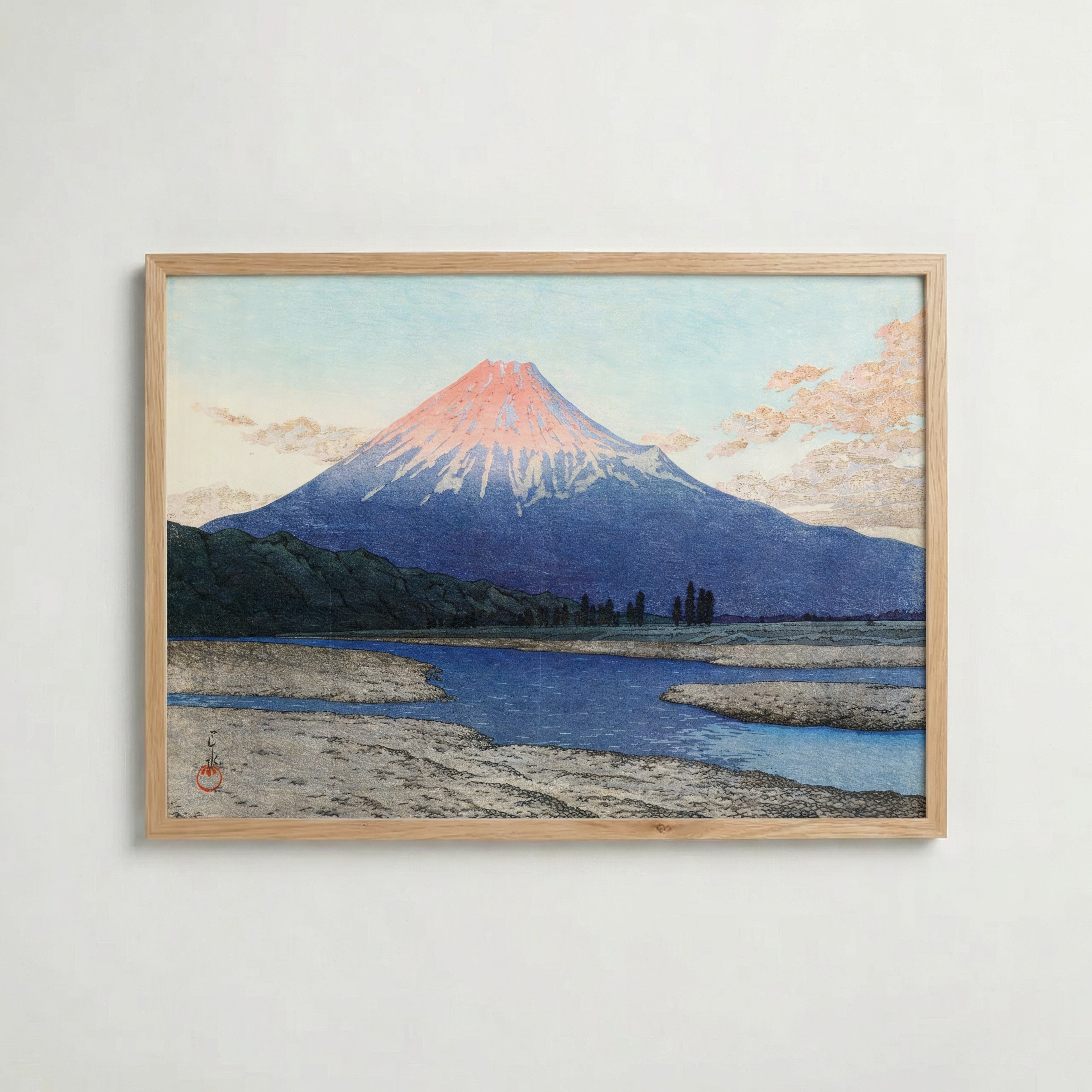 Fuji River Hasui Kawase Poster – poster väggdekoration inredning – Affischer hos Bozetto