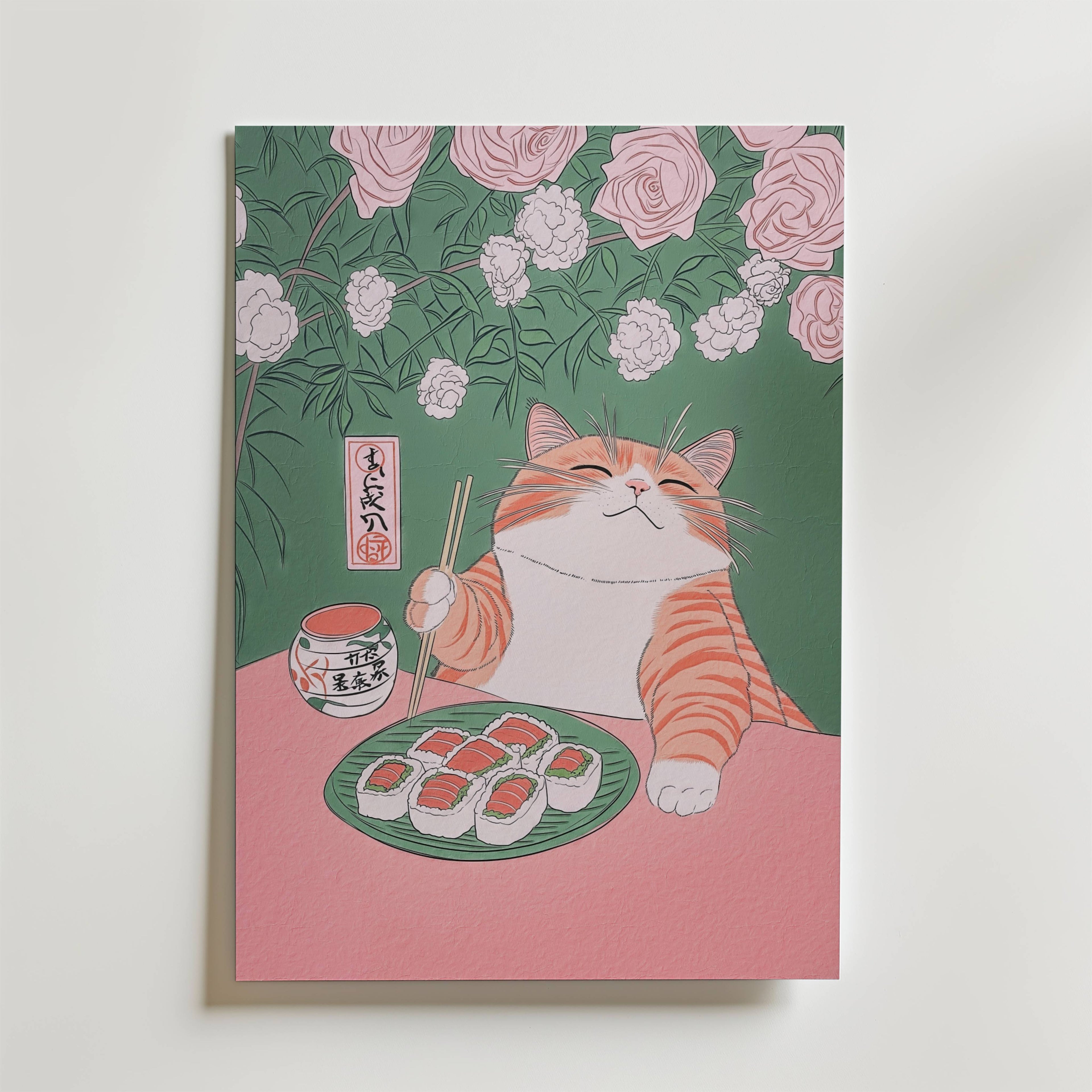 Sushi Cat Delight Poster