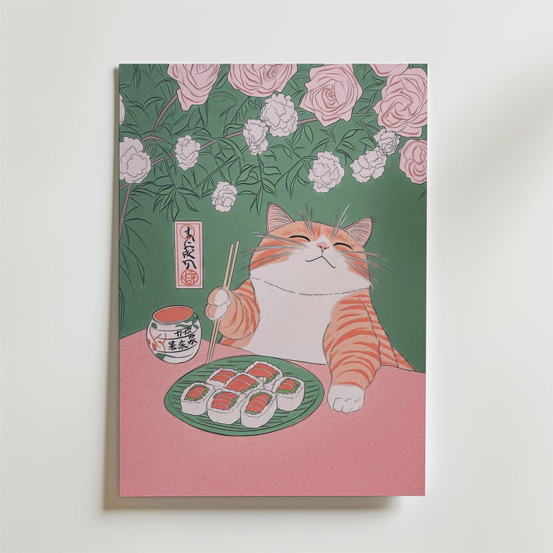 Sushi Cat Delight Poster