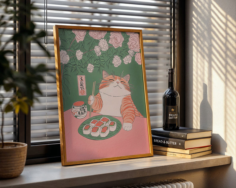 Sushi Cat Delight Poster