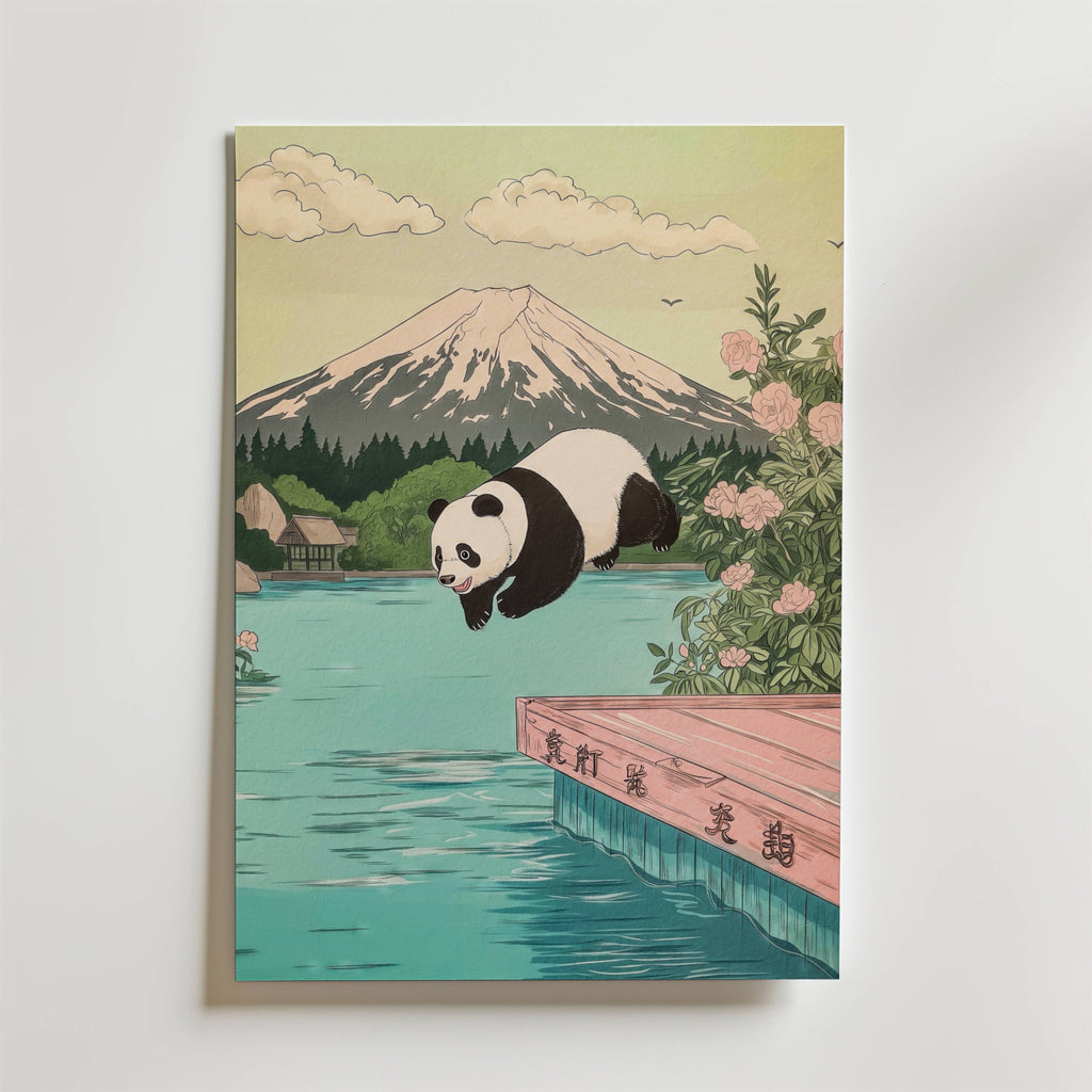 Diving Panda Poster