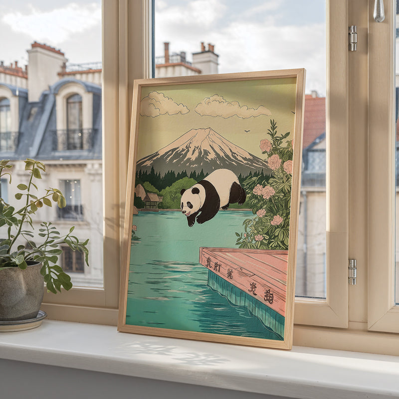 Diving Panda Poster