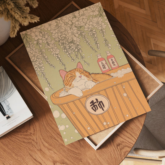 Peaceful Cat Bath Poster
