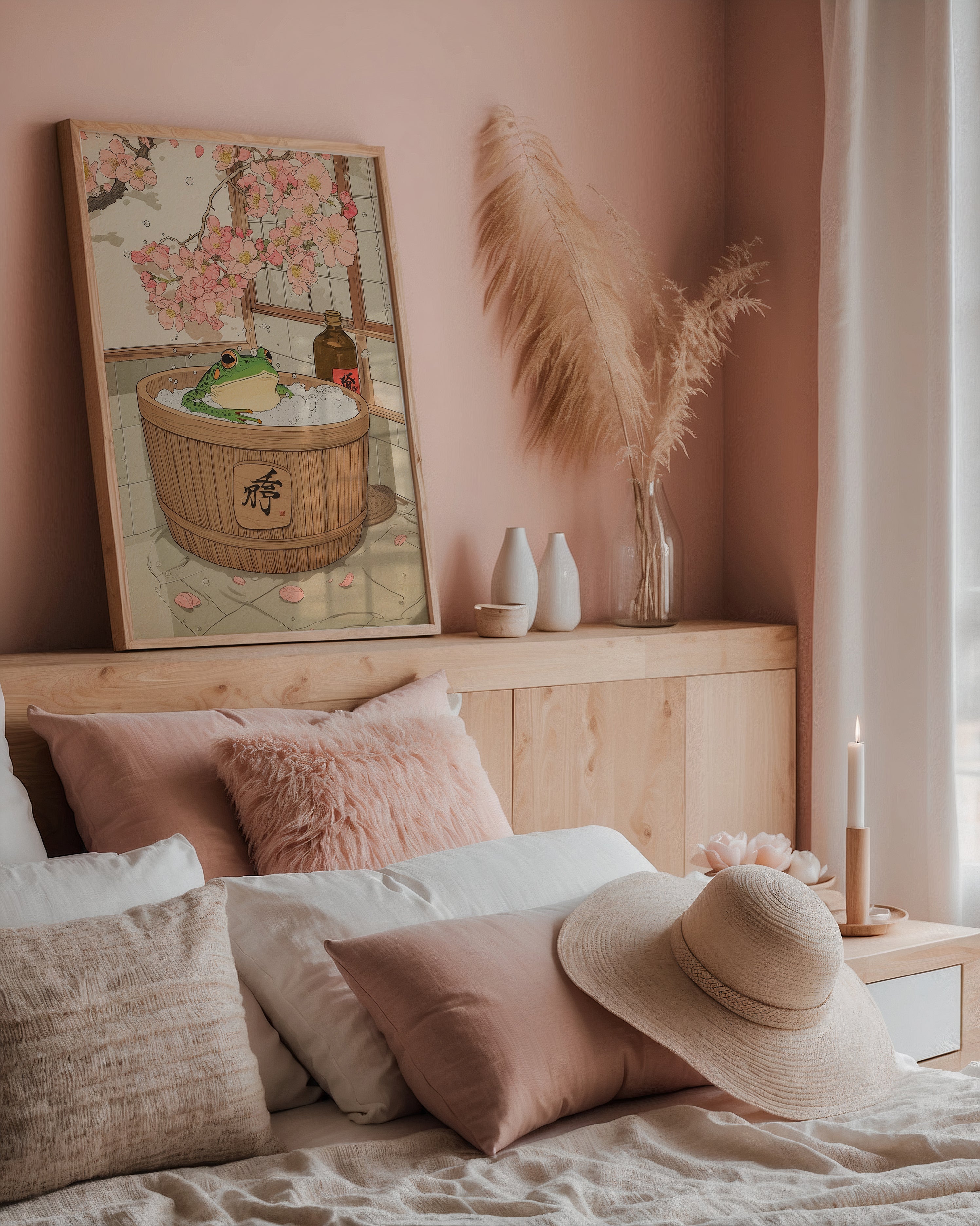 Sakura Bath Frog Poster