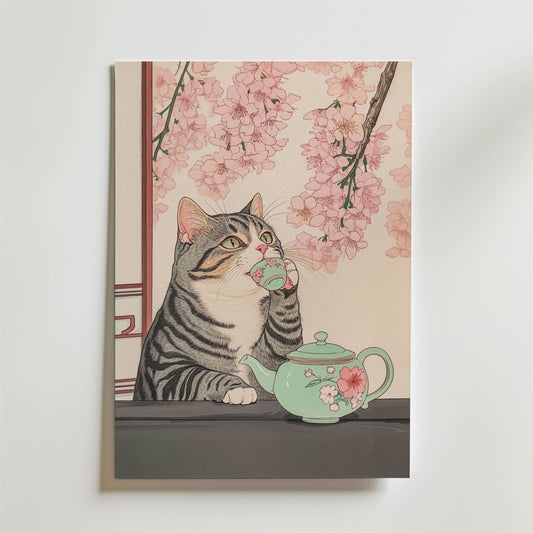 Tea Time Cat Poster