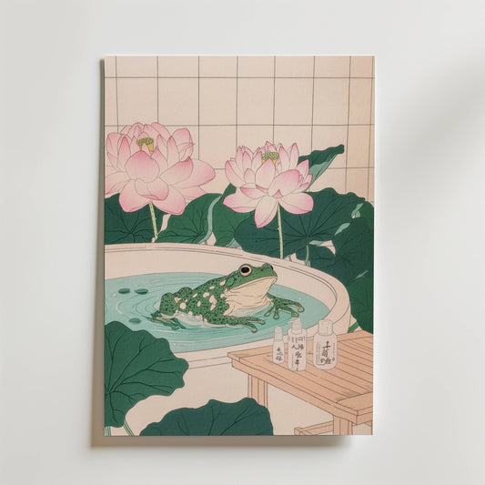Lotus Frog Bath Poster