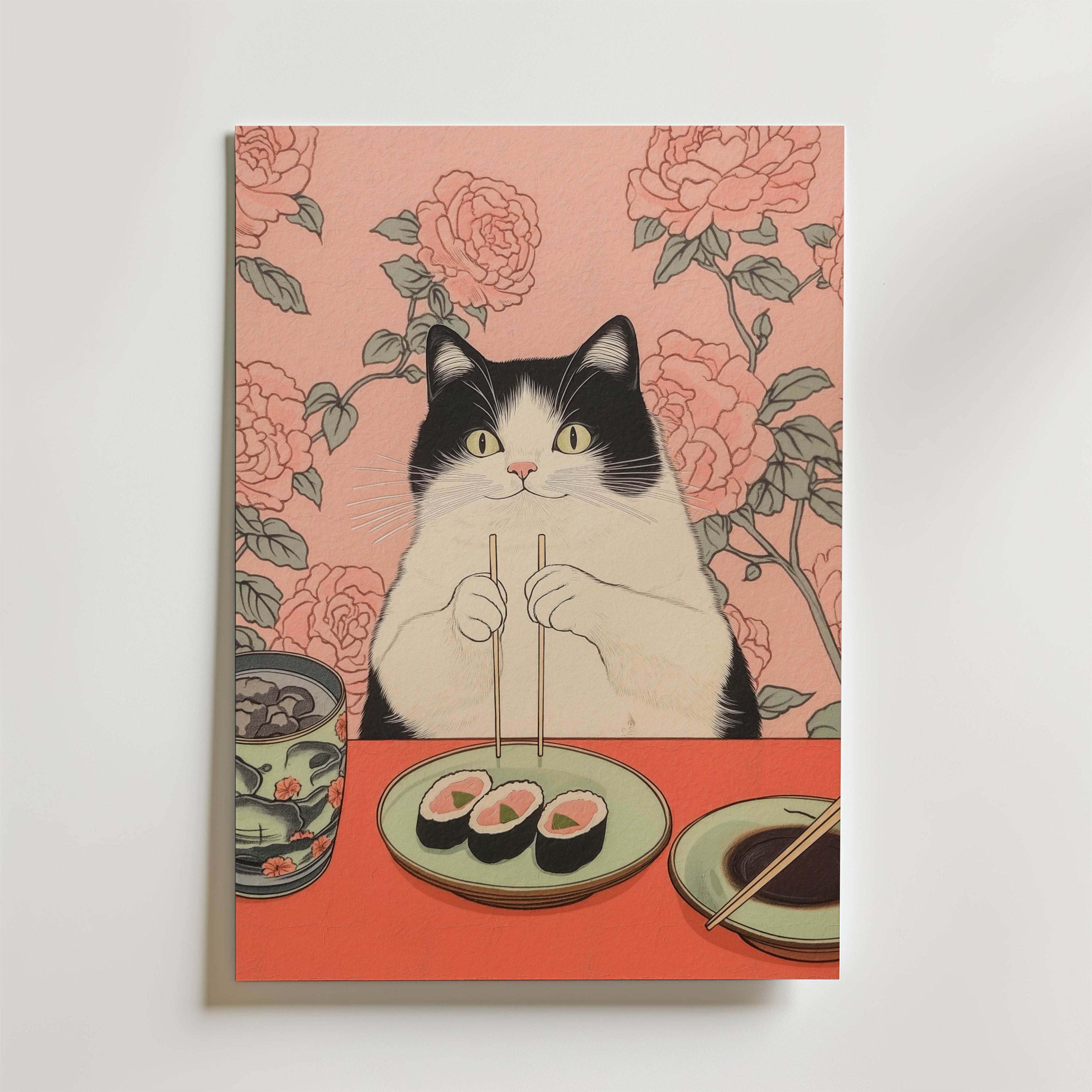 Pink Table Cat Poster