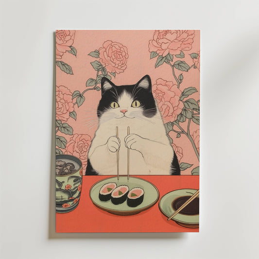Pink Table Cat Poster