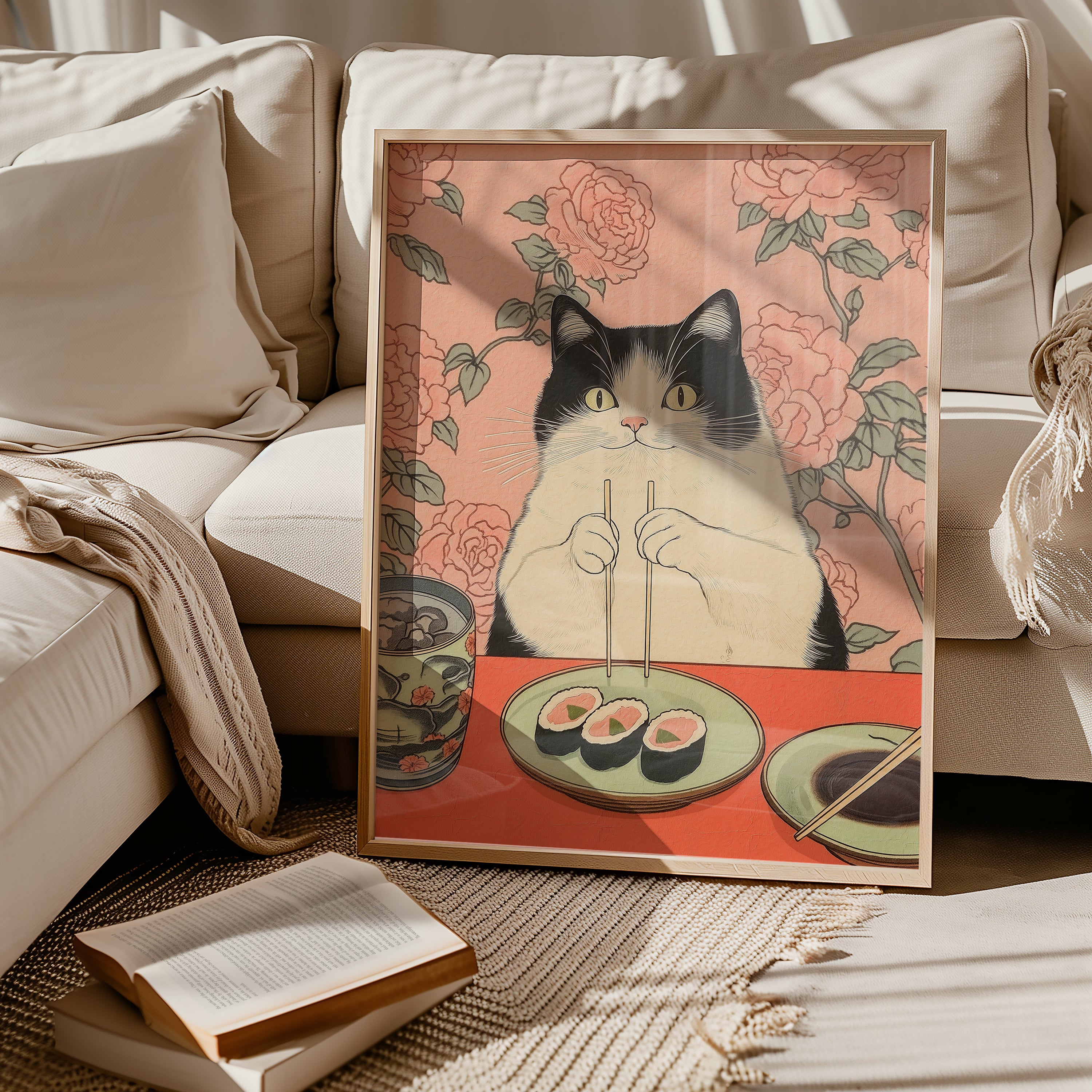 Pink Table Cat Poster