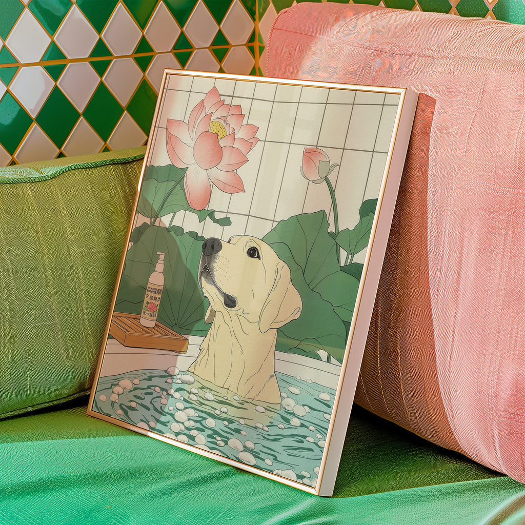 Lotus Bath Dog Poster