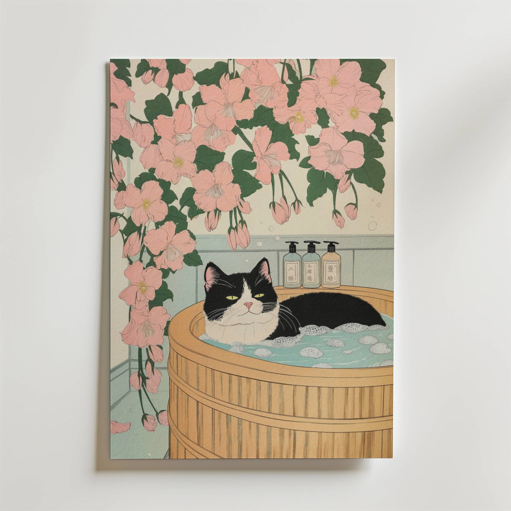 Zen Cat Bath Poster