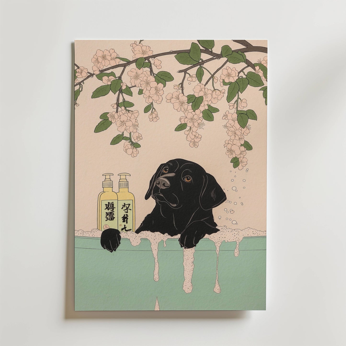 Labrador In Blossom Bath Poster