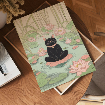 Lotus Meditation Cat Poster