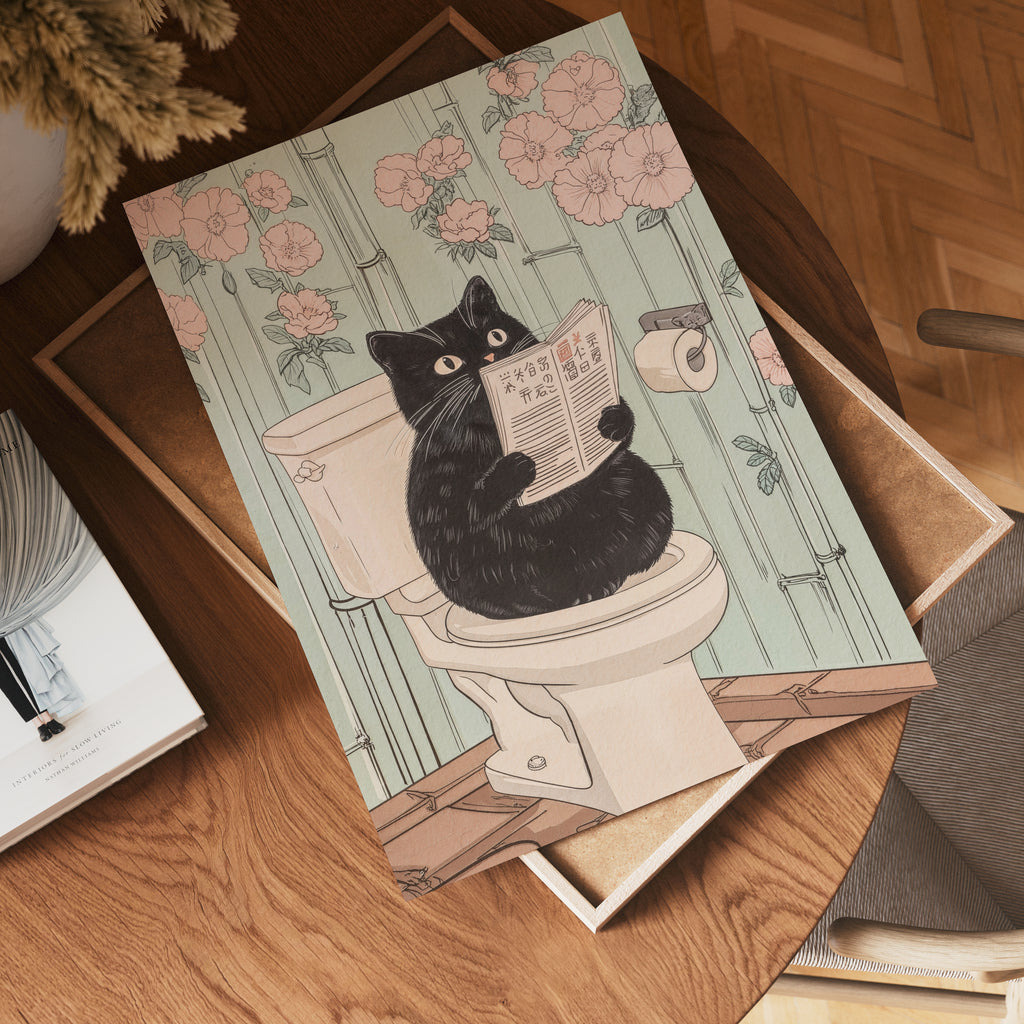 Black Cat Morning Routine Poster