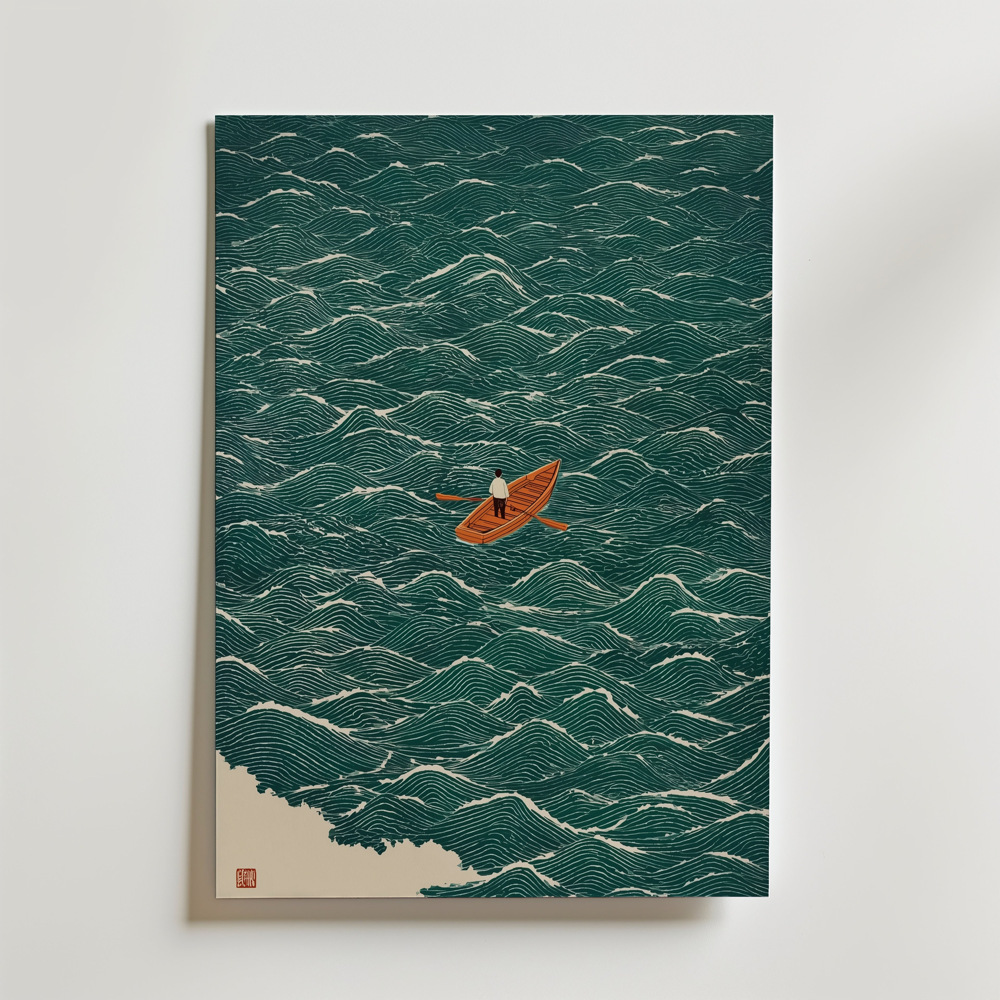 Japandi Boat Poster affisch – poster till väggdekoration – köp online hos Bozetto