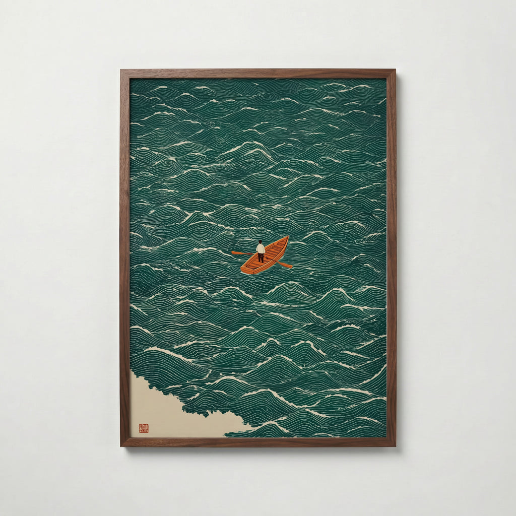 Japandi Boat Poster – modern väggdekoration – köp poster online Bozetto