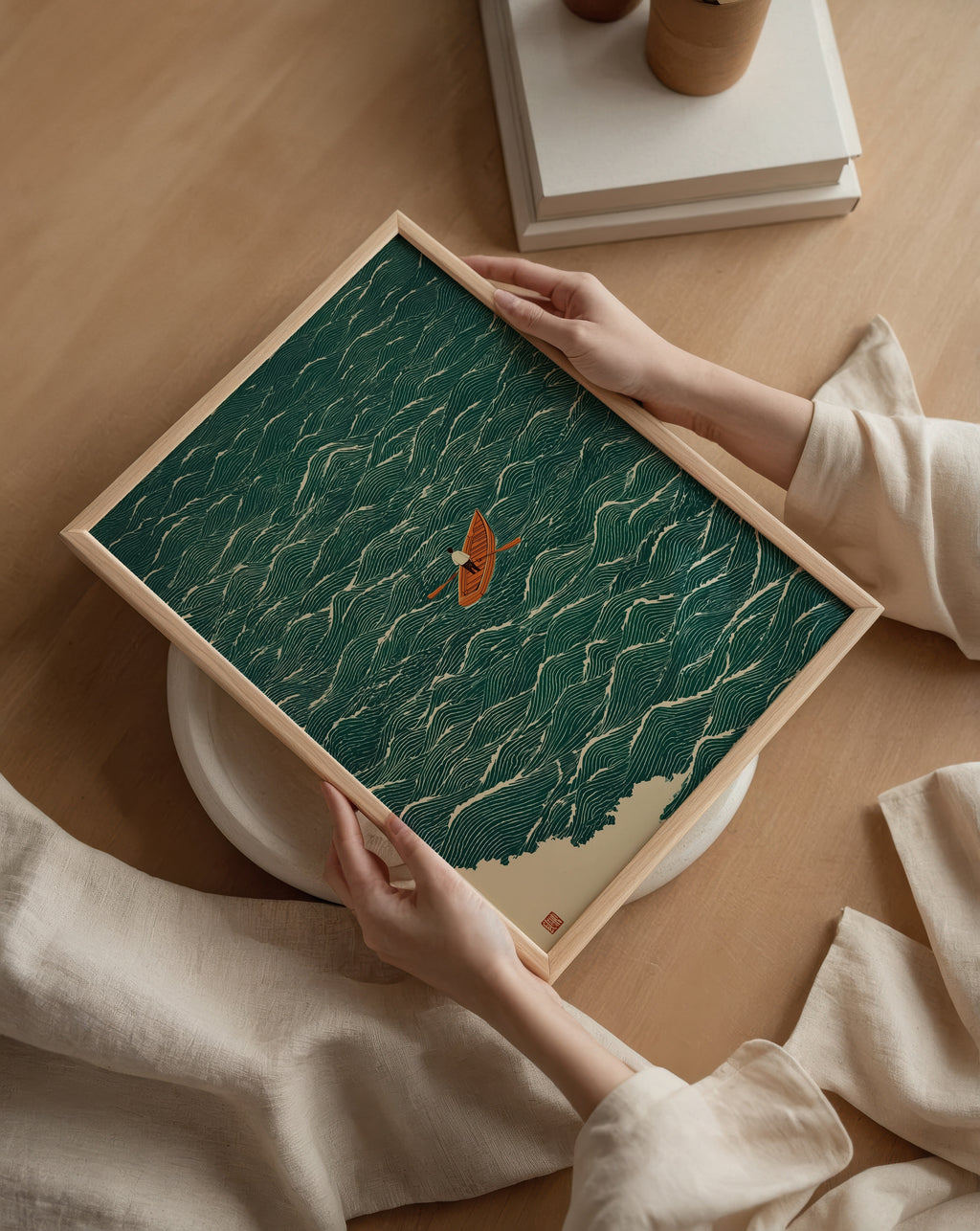 Japandi Boat Poster poster – väggdekoration för hemmet – köp hos Bozetto