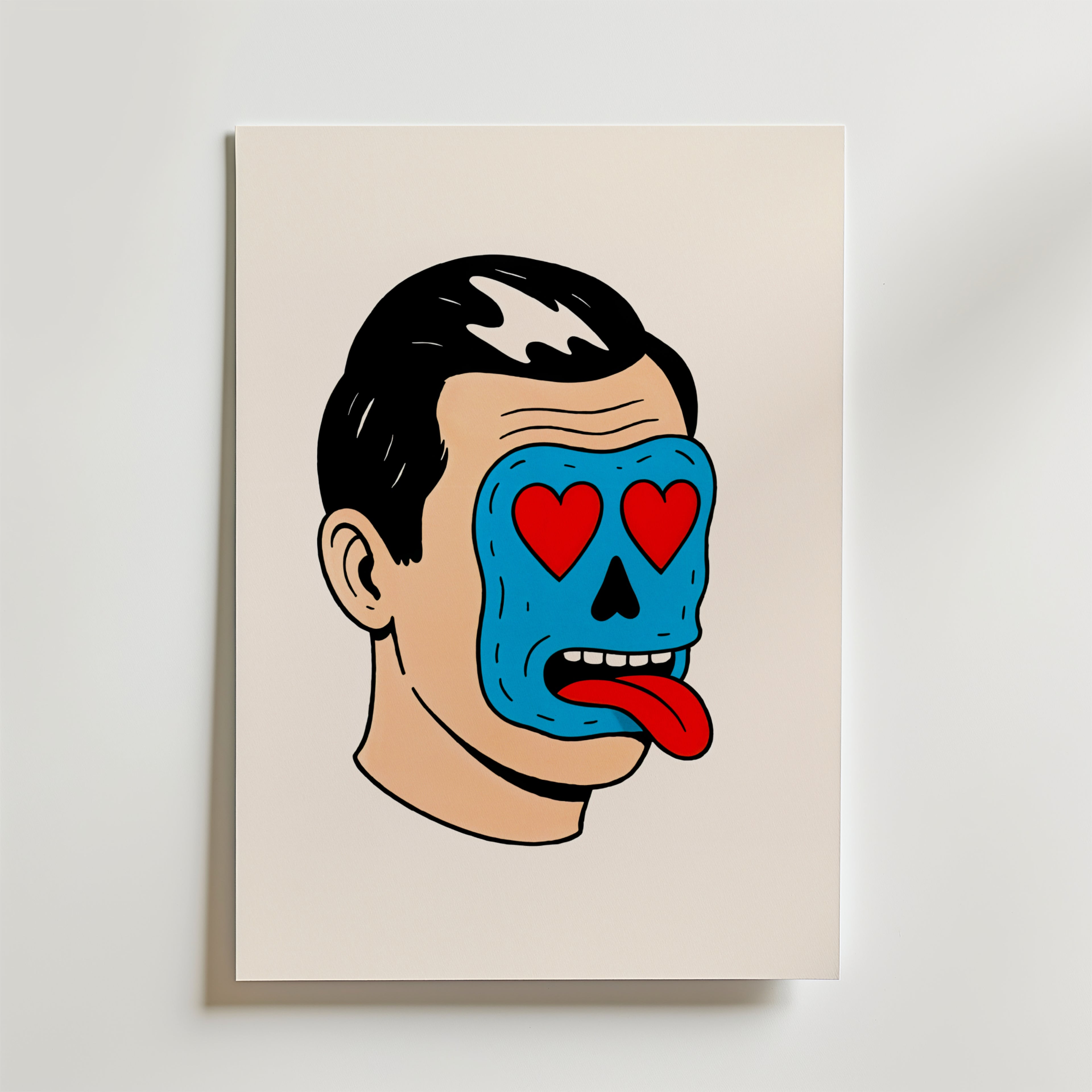 Love Skull Pop – stilfullt konsttryck från Bozetto, tryckt på matt finpapper i hög tryckkvalitet