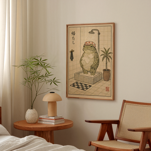 Evening Shower Frog Poster – poster på vägg inredning